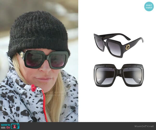 Square Sunglasses by Gucci worn by Heather Gay on The Real Housewives of Salt Lake City