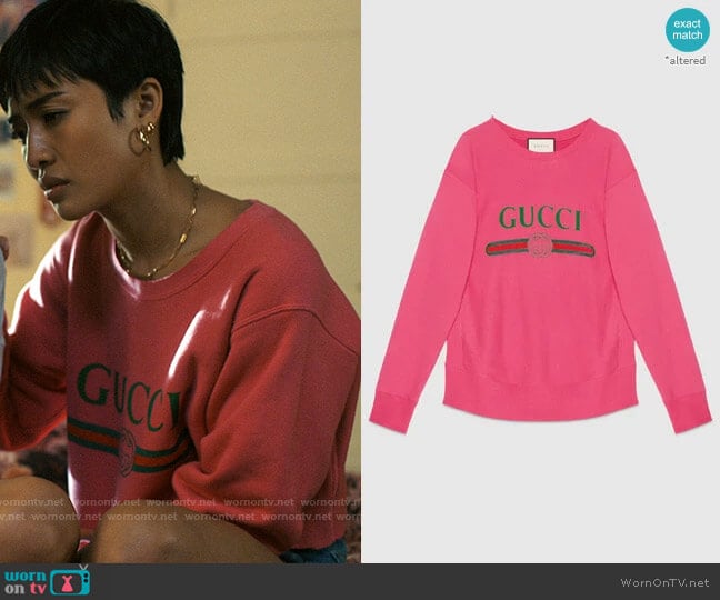 Gucci Cotton Sweatshirt with Gucci Logo worn by Margot (Brianne Tju) on I Know What You Did Last Summer