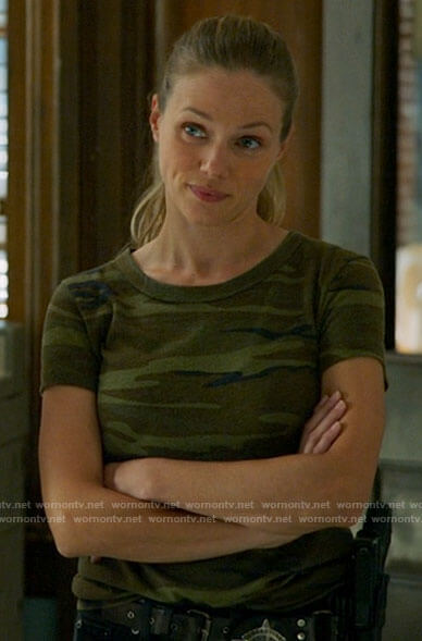 Hailey’s camo t-shirt on Chicago PD