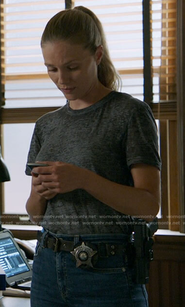 Hailey’s grey t-shirt on Chicago PD