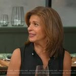 Hoda’s black pearl button sleeveless top  on Today