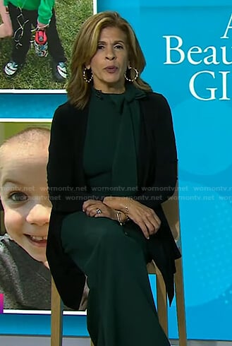 Hoda’s green tie neck jumpsuit on Today