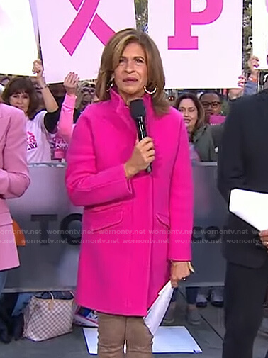 Hoda’s pink zip front coat on Today