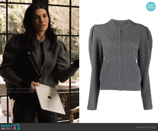 Isabel Marant Randy Cardigan worn by Laura Peterson (Julianna Margulies) on The Morning Show