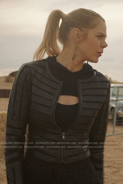 Isobel's striped leather jacket on Roswell New Mexico