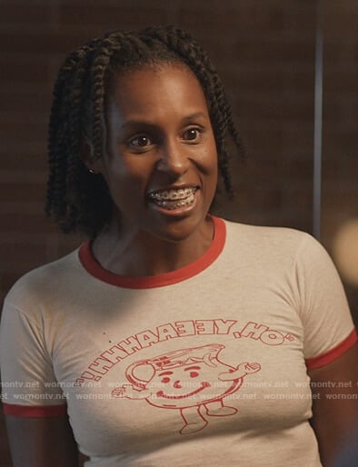 Issa’s Kool-aid graphic ringer tee on Insecure