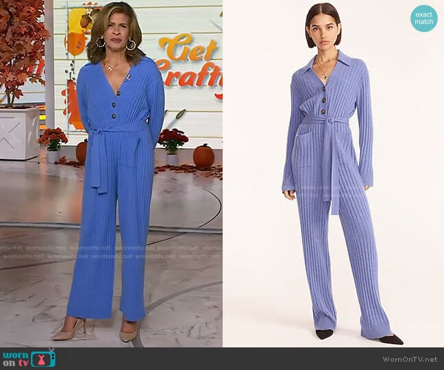 Cashmere Tie-Waist Jumpsuit by J. Crew worn by Hoda Kotb on Today