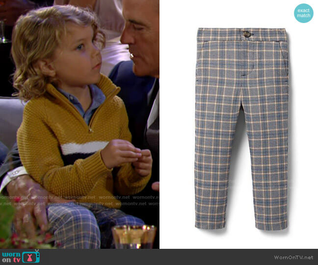 Janie and Jack Plaid Tapered Joggers worn by Harrison on The Young and the Restless