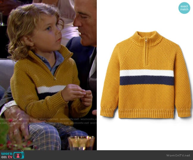 Janie and Jack Textured Stripe Half-Zip Sweater worn by Harrison on The Young and the Restless