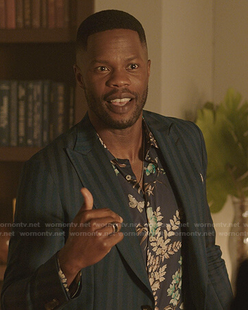 Jeff's blue floral shirt on Dynasty