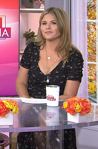 Jenna’s black floral v-neck dress on Today