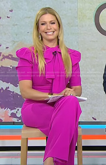 Jill's pink tie neck jumpsuit on Today
