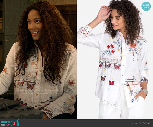 Johnny Was Aravis Shirt worn by Cassie Dewell (Kylie Bunbury) on Big Sky