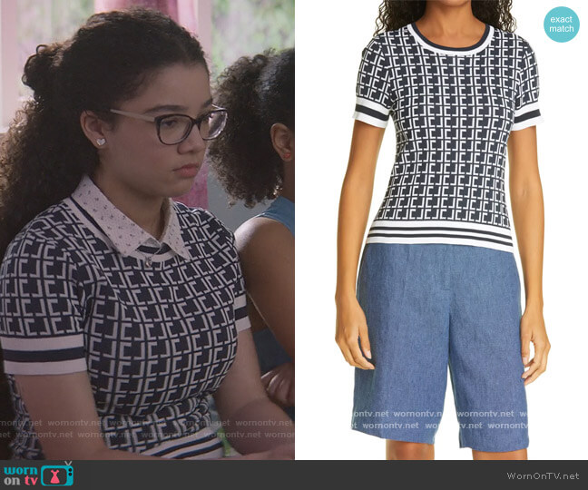 Garden Sweater by Judith & Charles worn by Mary-Anne Spier (Malia Baker) on The Baby-Sitters Club