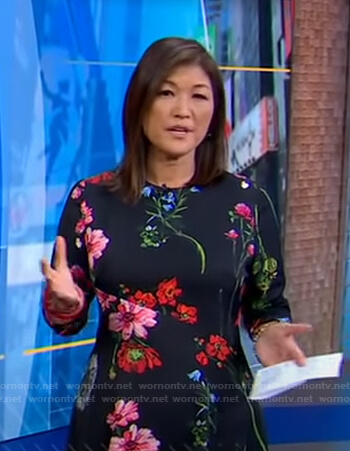 Juju Chang’s black floral dress on Good Morning America