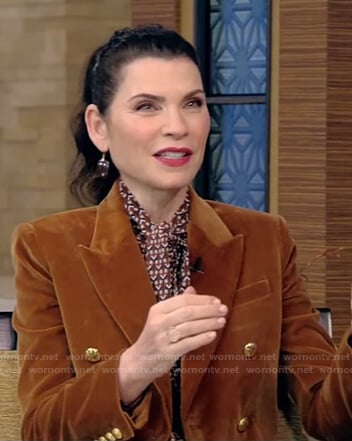 Julianna Margulies’s brown velvet blazer on Live with Kelly and Ryan