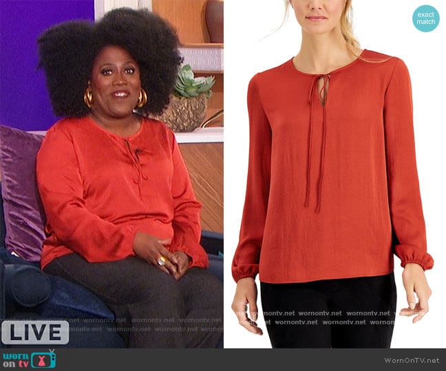 Tie-Neck Blouse by Kasper worn by Sheryl Underwood on The Talk