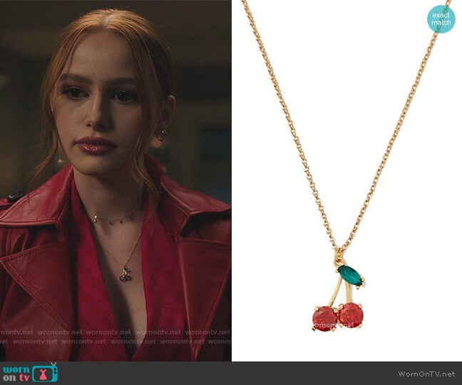 Ma Cherie Cherry Necklace by Kate Spade worn by Cheryl Blossom (Madelaine Petsch) on Riverdale