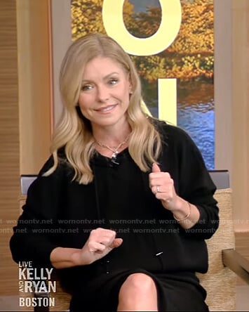 Kelly’s black hooded dress on Live with Kelly and Ryan