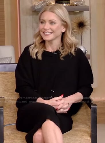 Kelly’s black hooded dress on Live with Kelly and Ryan