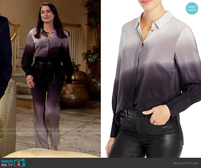 Kobi Halperin Lynn Ombre Button-Down Blouse worn by Quinn Fuller (Rena Sofer) on The Bold and the Beautiful