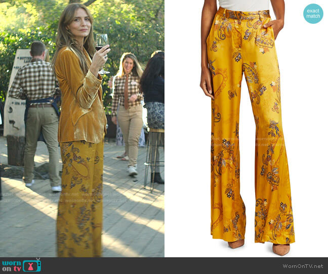 Pilar Paisley Wild-Leg Pants by L'Agence worn by Saffron Burrows on You