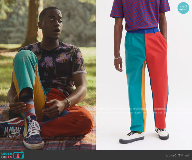 Unisex Colour Me In Pants by Lazy Oaf worn by Eric Effiong (Ncuti Gatwa) on Sex Education