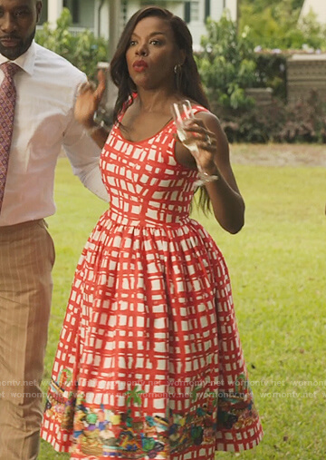 Leah's red and white checked dress on Our Kind of People