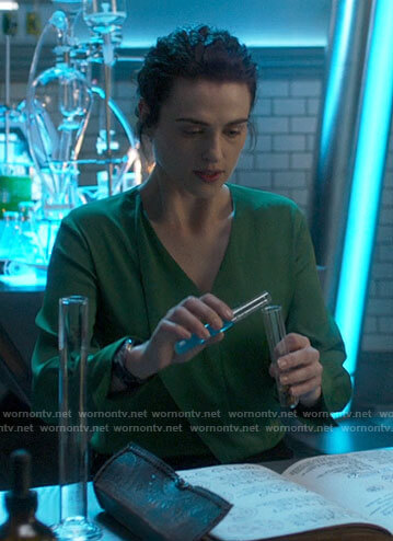 Lena's green v-neck blouse on Supergirl