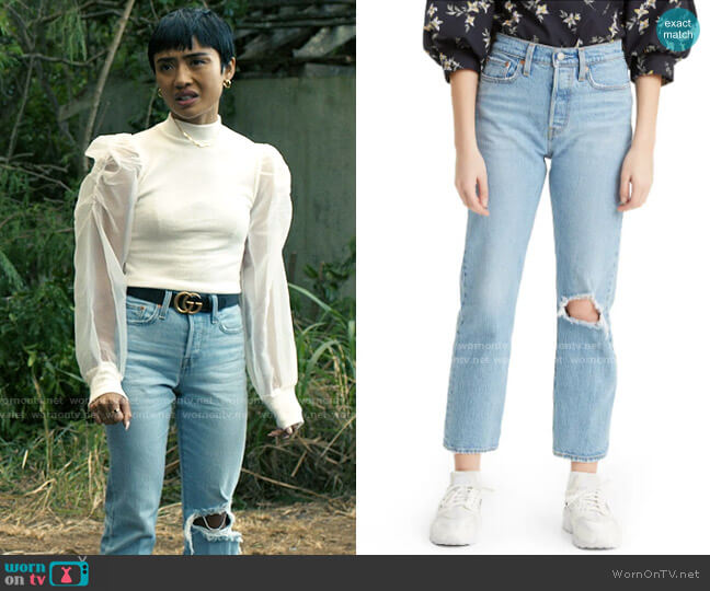 WornOnTV: Margot's white puff sleeve sweater and ripped jeans on I Know  What You Did Last Summer | Brianne Tju | Clothes and Wardrobe from TV