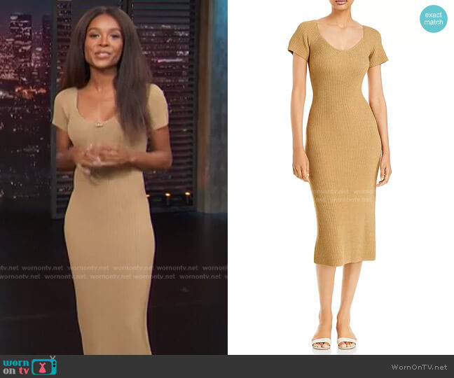 Melissa Ribbed Knit Midi Dress by Line & Dot worn by Zuri Hall on Access Hollywood