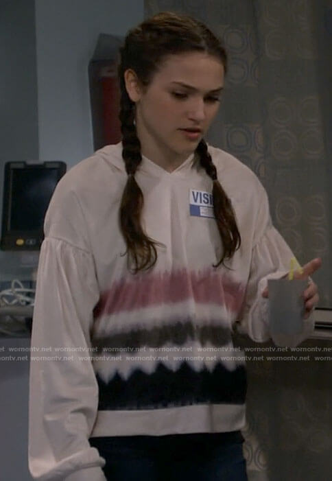 Maddie’s tie dye hoodie on B Positive