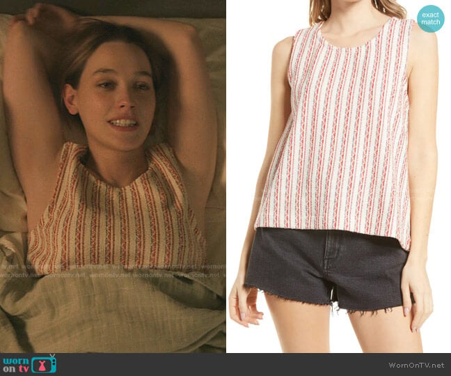 Bouclé Stripe Cross Back Tank Top by Madewell worn by Love Quinn (Victoria Pedretti) on You