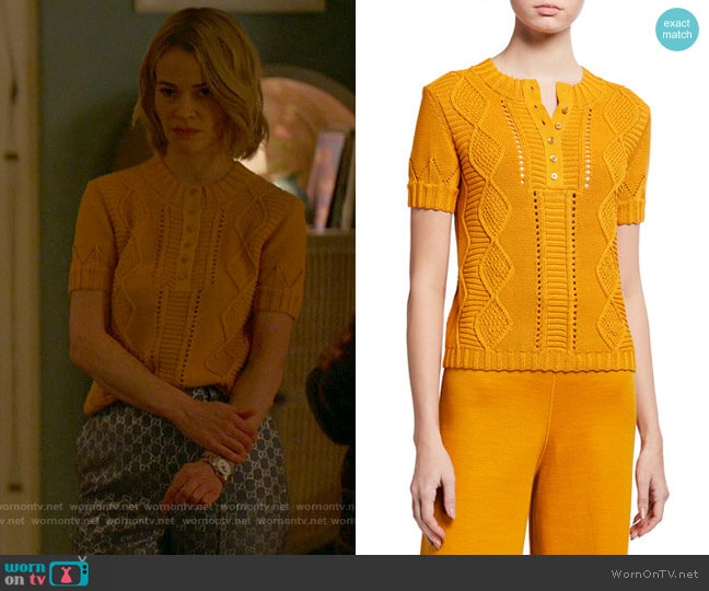 Maison Ullens Cable-Knit Short-Sleeve Top worn by Alice Pieszecki (Leisha Hailey) on The L Word Generation Q