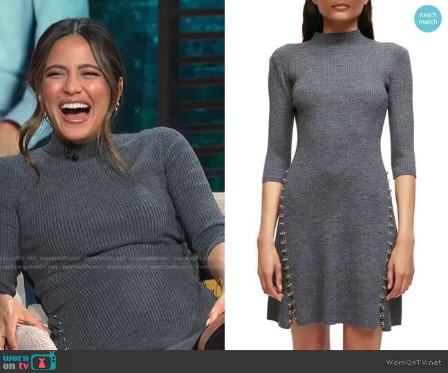 Rolea Chain Link Detail Fit & Flare Sweater Dress by Maje worn by Erin Lim on E! News