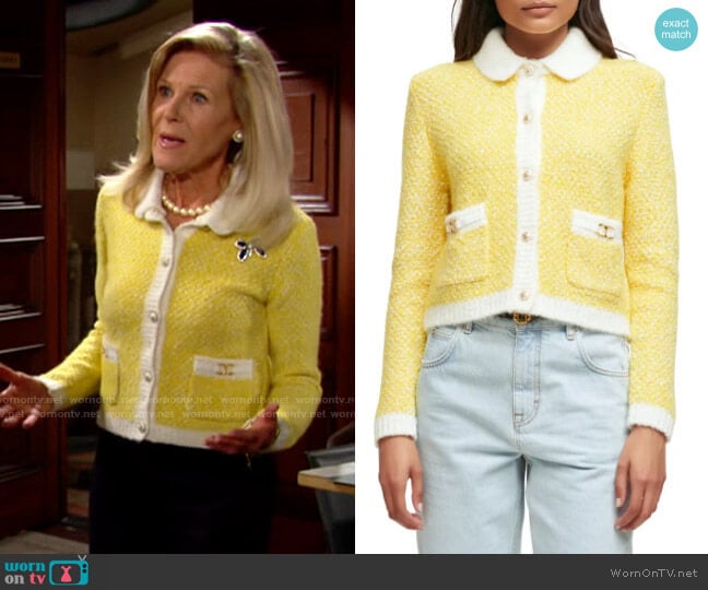 Maje Missiony Cardigan worn by Pamela Douglas (Alley Mills) on The Bold and the Beautiful