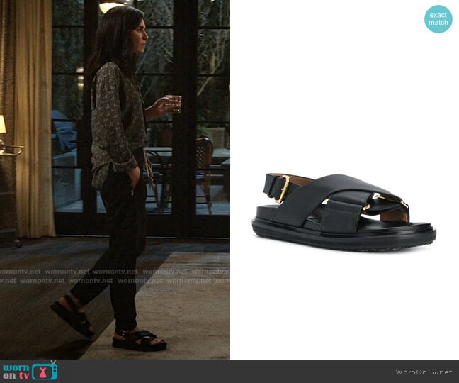 Marni Fussbet Slide worn by Laura Peterson (Julianna Margulies) on The Morning Show