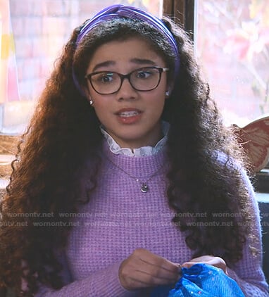 Mary-Anne’s lilac waffle sweater on The Baby-Sitters Club