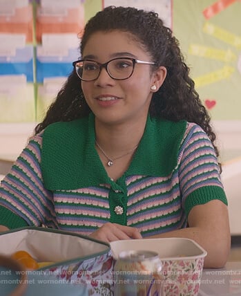 Mary-Anne's green stripe polo on The Baby-Sitters Club