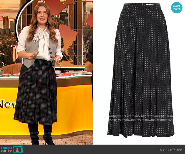 WornOnTV: Drew’s white tie neck blouse and skirt on The Drew Barrymore ...