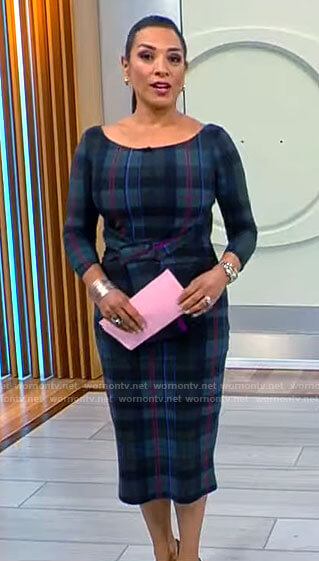 Michelle Miller's plaid dress on CBS Mornings