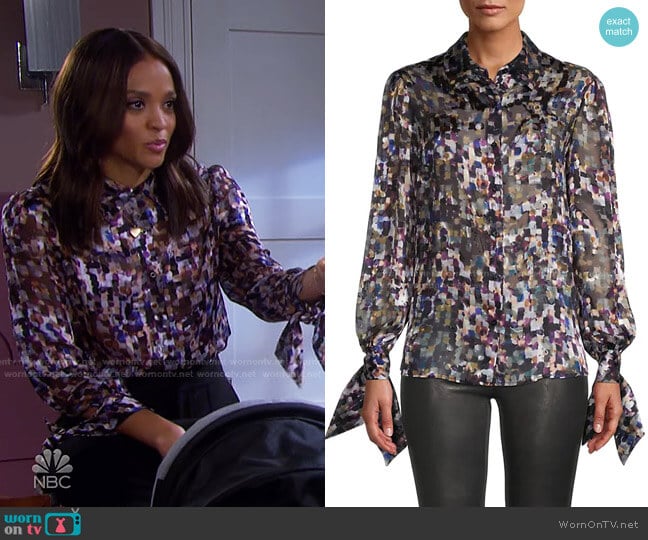 WornOnTV: Lani’s printed tie cuff blouse on Days of our Lives | Sal ...