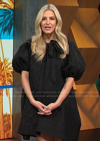 Morgan's black balloon sleeve mini dress on E! News Daily Pop