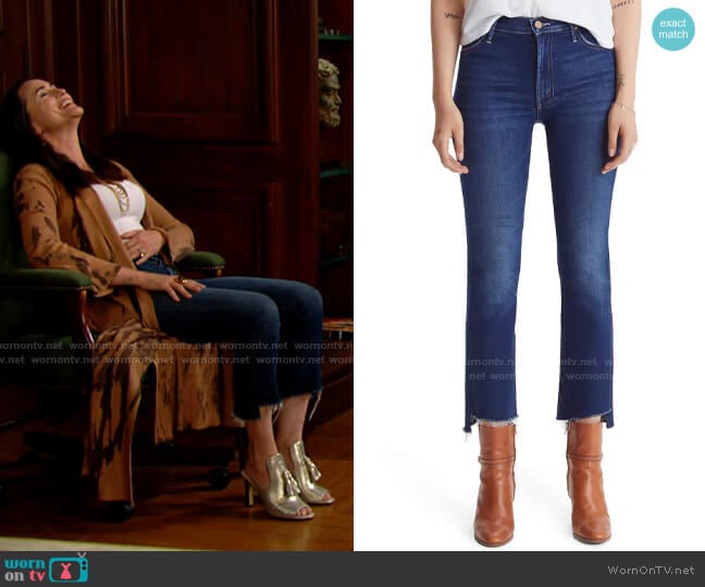 Mother The Insider High Waist Crop Step Fray Jeans worn by Quinn Fuller (Rena Sofer) on The Bold and the Beautiful