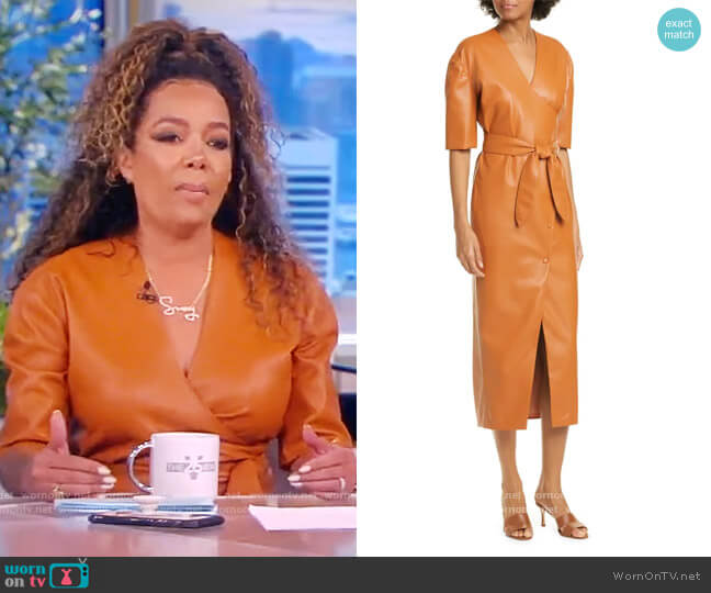 Penelope Faux Leather Wrap Dress by Nanushka worn by Sunny Hostin on The View