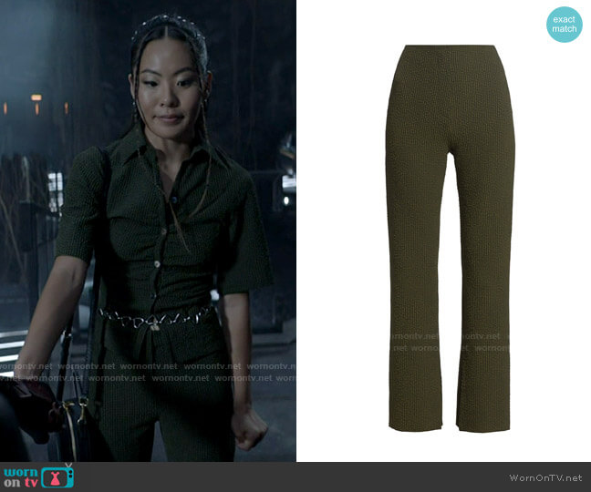 Nanushka Tabbie Pants worn by Mary Hamilton (Nicole Kang) on Batwoman