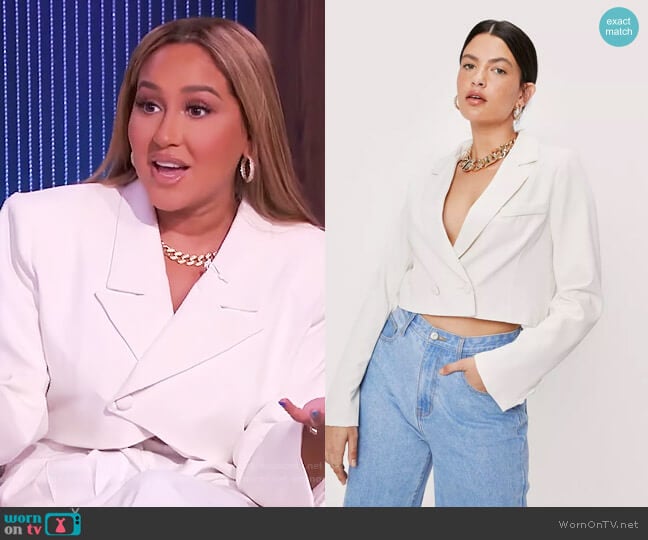 Cropped Double Breasted Long Sleeve Blazer by Nasty Gal worn by Adrienne Houghton on The Real