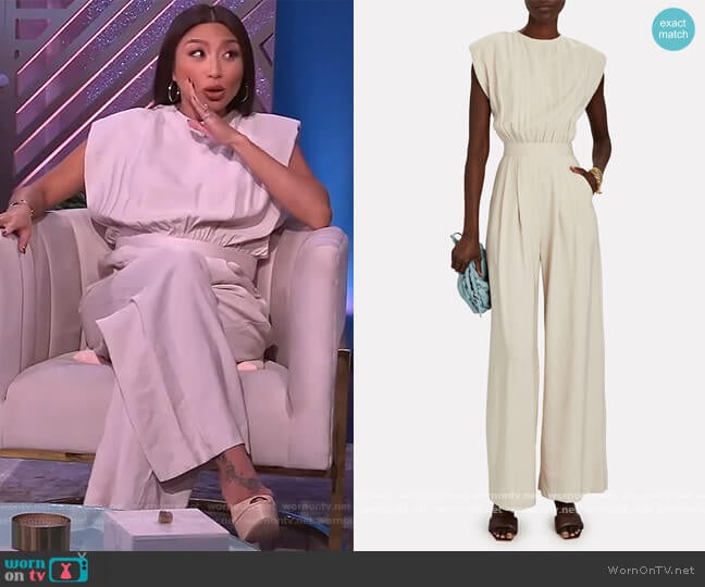 Josie Padded Shoulder Jumpsuit by Nonchalant Label worn by Jeannie Mai on The Real