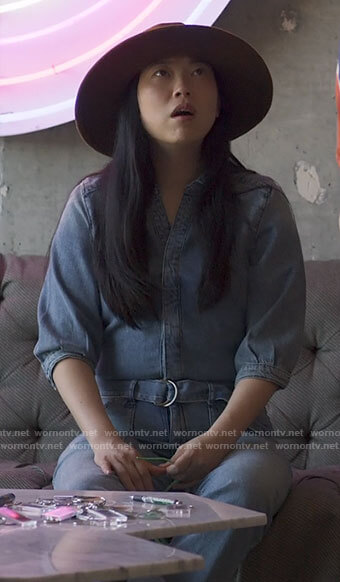 Nora's denim jumpsuit on Awkwafina is Nora From Queens