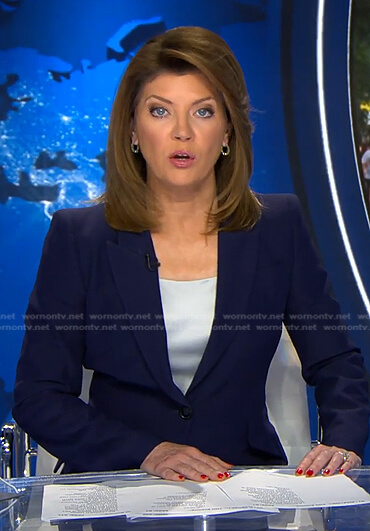 Norah’s navy blazer on CBS Evening News